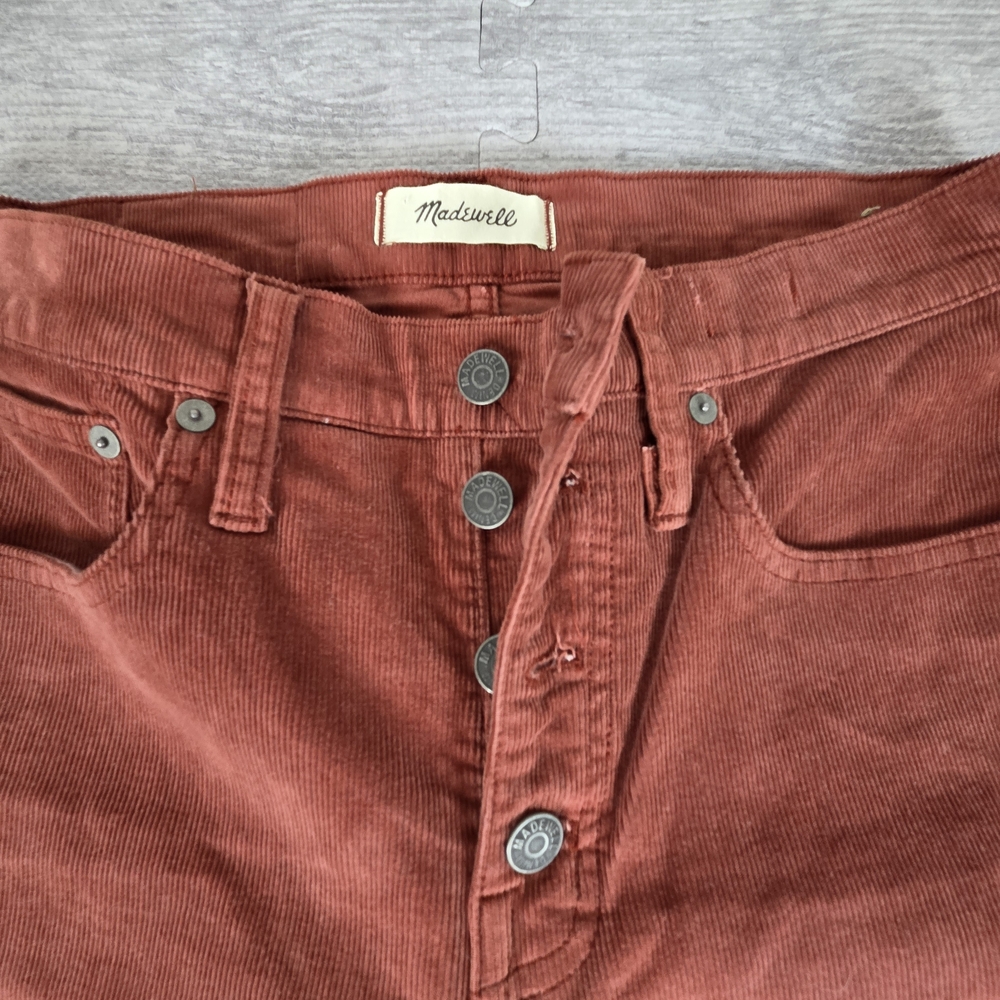 Madewell Cali Demi Boot Corduroy Pants Size 28 Rust High Rise Flare - Picture 2 of 6